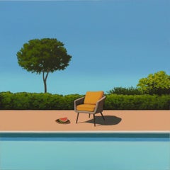 Watermelon by the pool - landscape painting