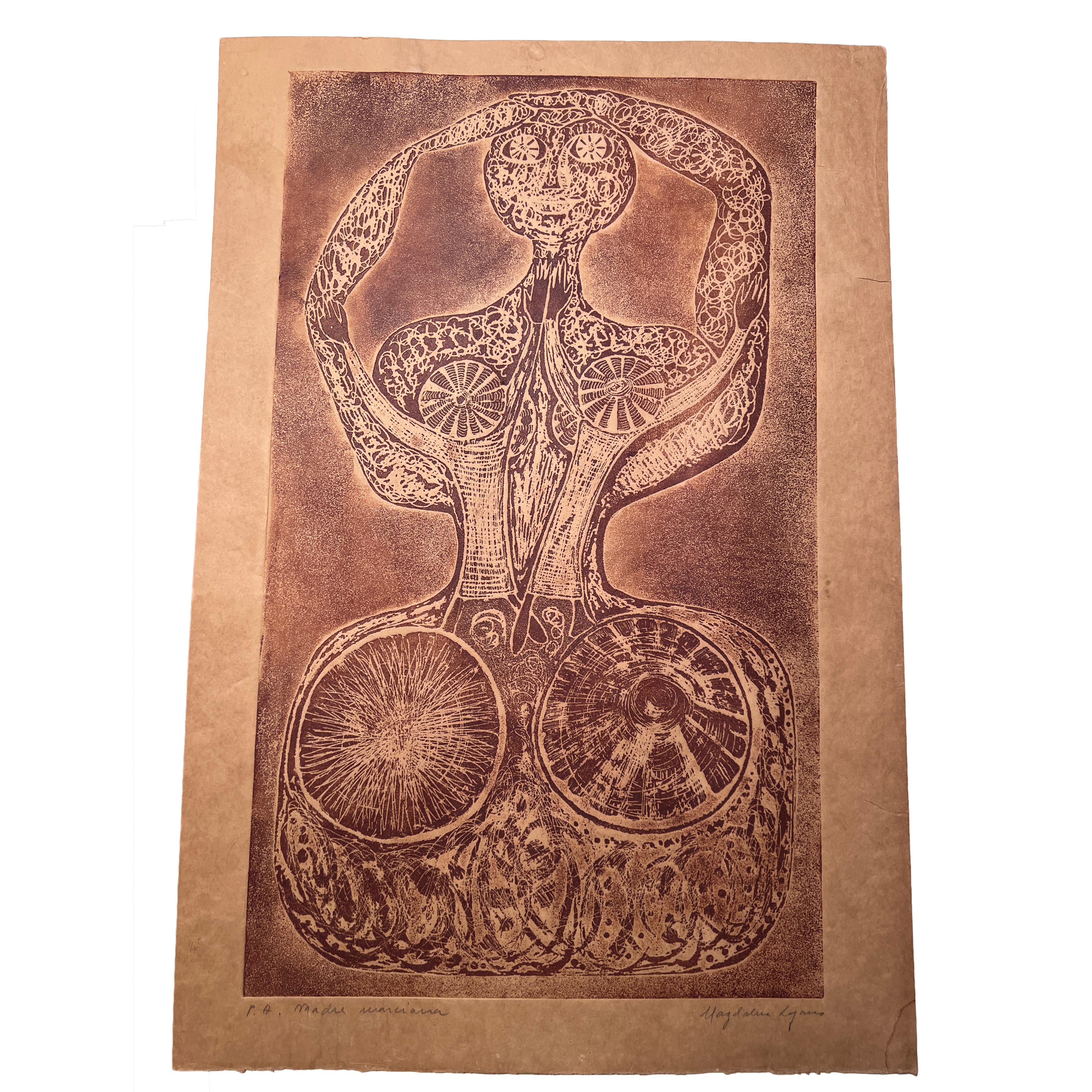 Magdalena Lugano – Martian Mother Etching, ca. 1980er Jahre im Zustand „Gut“ im Angebot in Savannah, GA