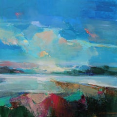 A lo largo del estuario 7 - pintura abstracta original de un paisaje marino - Obra de Arte contemporánea