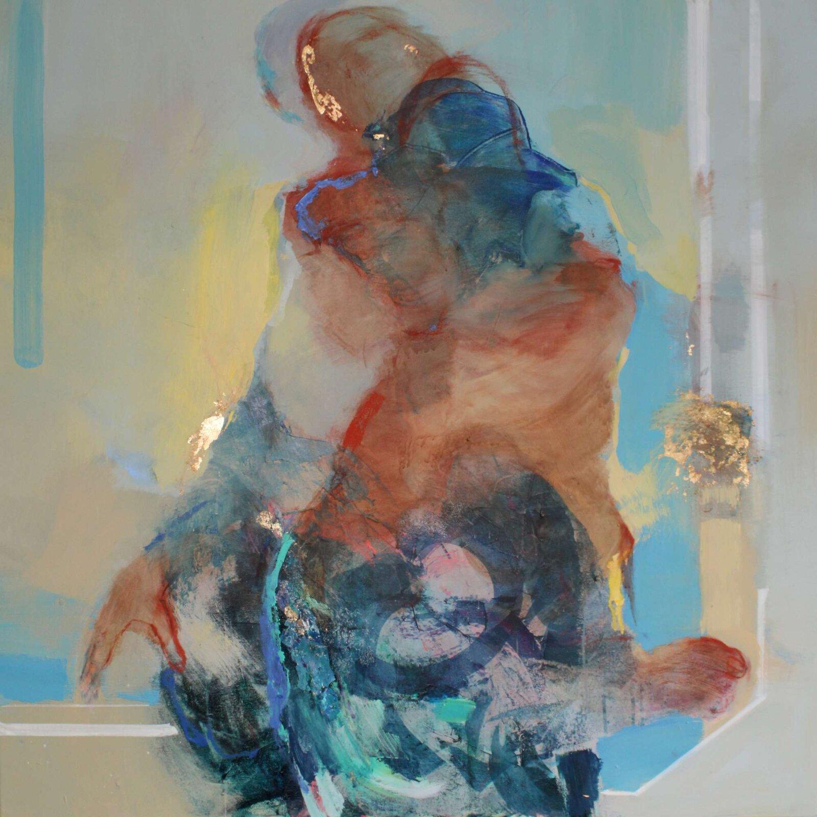 Magdalena Morey Portrait Painting - Continuity 1 -original abstract expressionist figurative painting- modern art