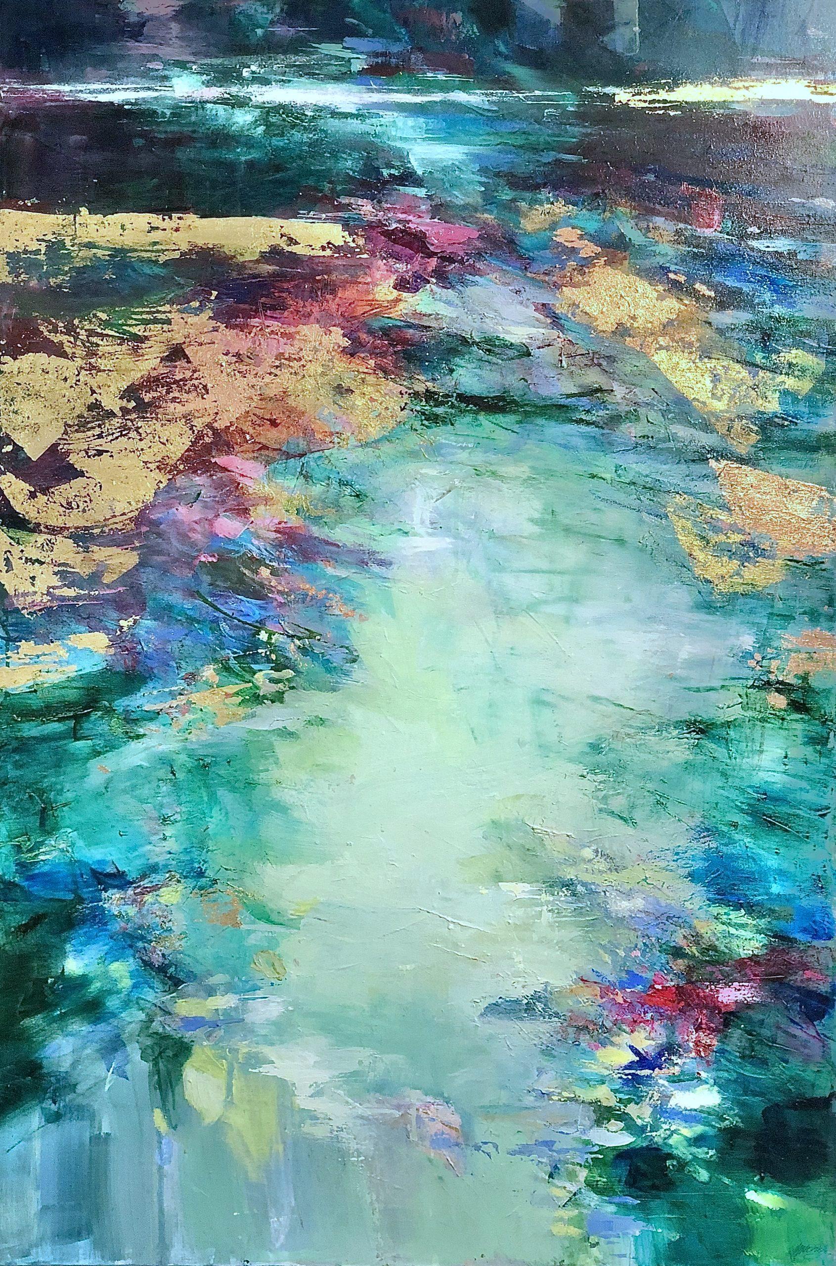 Magdalena Morey Landscape Painting - Deeply Immersed I - abstract floral modern landscape painting-contemporary Art