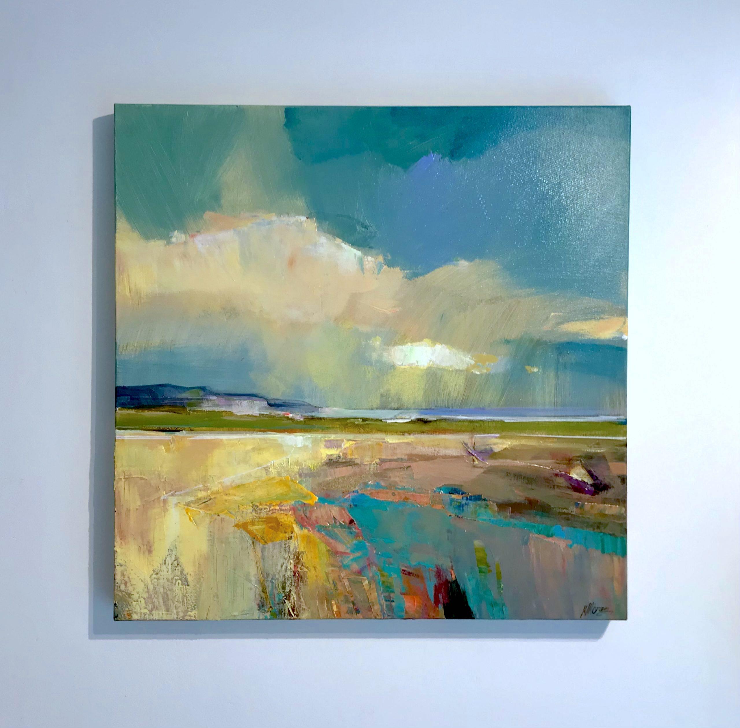 Enjoying Warm Glow 3 -original abstract contemporary landscape painting- modern - Painting by Magdalena Morey
