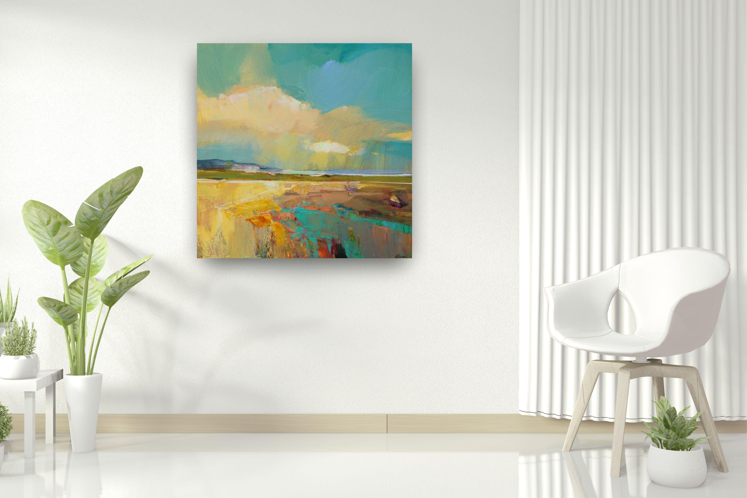 Enjoying Warm Glow 3 -original abstract contemporary landscape painting- modern For Sale 1