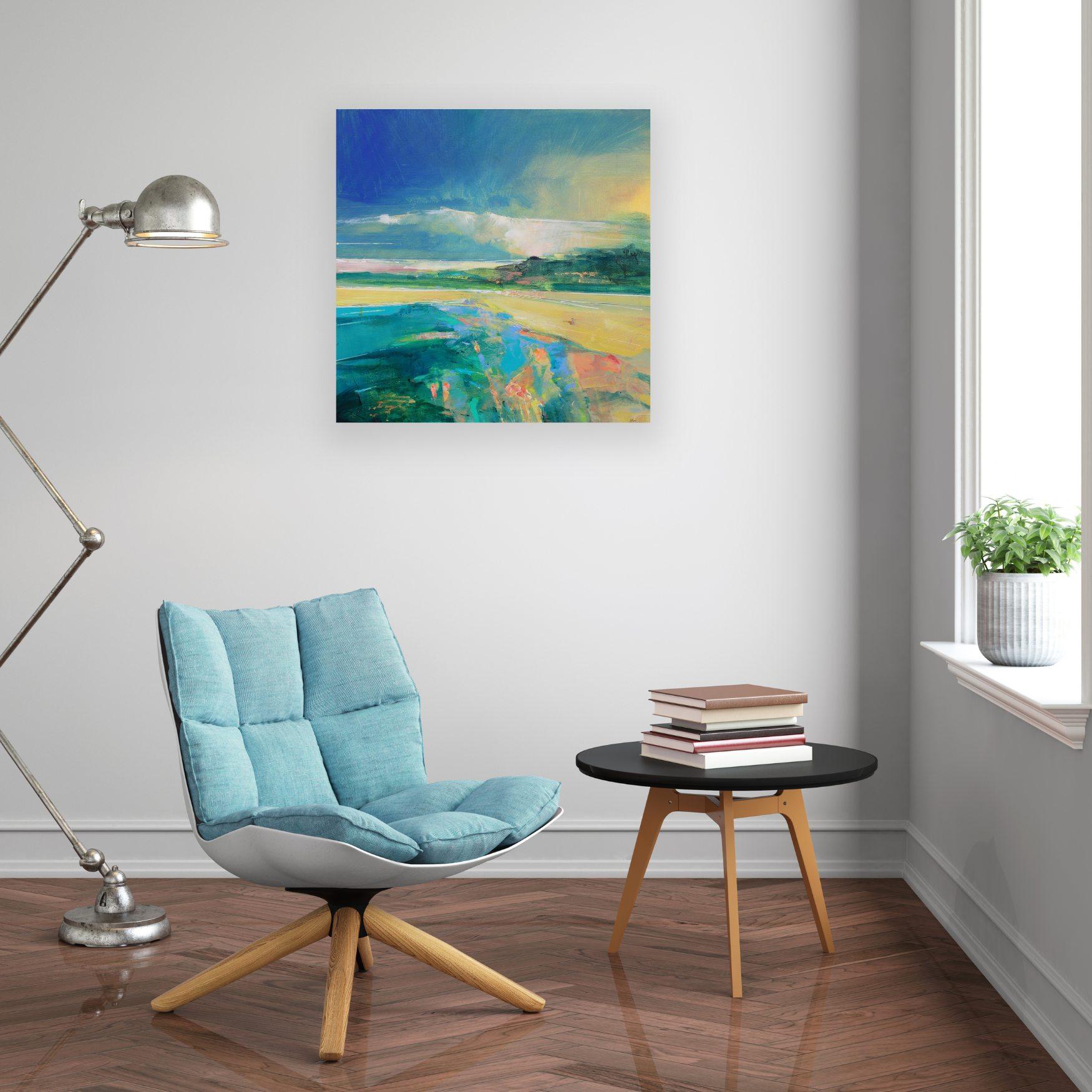 Enjoying Warm Glow 4-original abstract seascape painting- modern landscape art For Sale 1