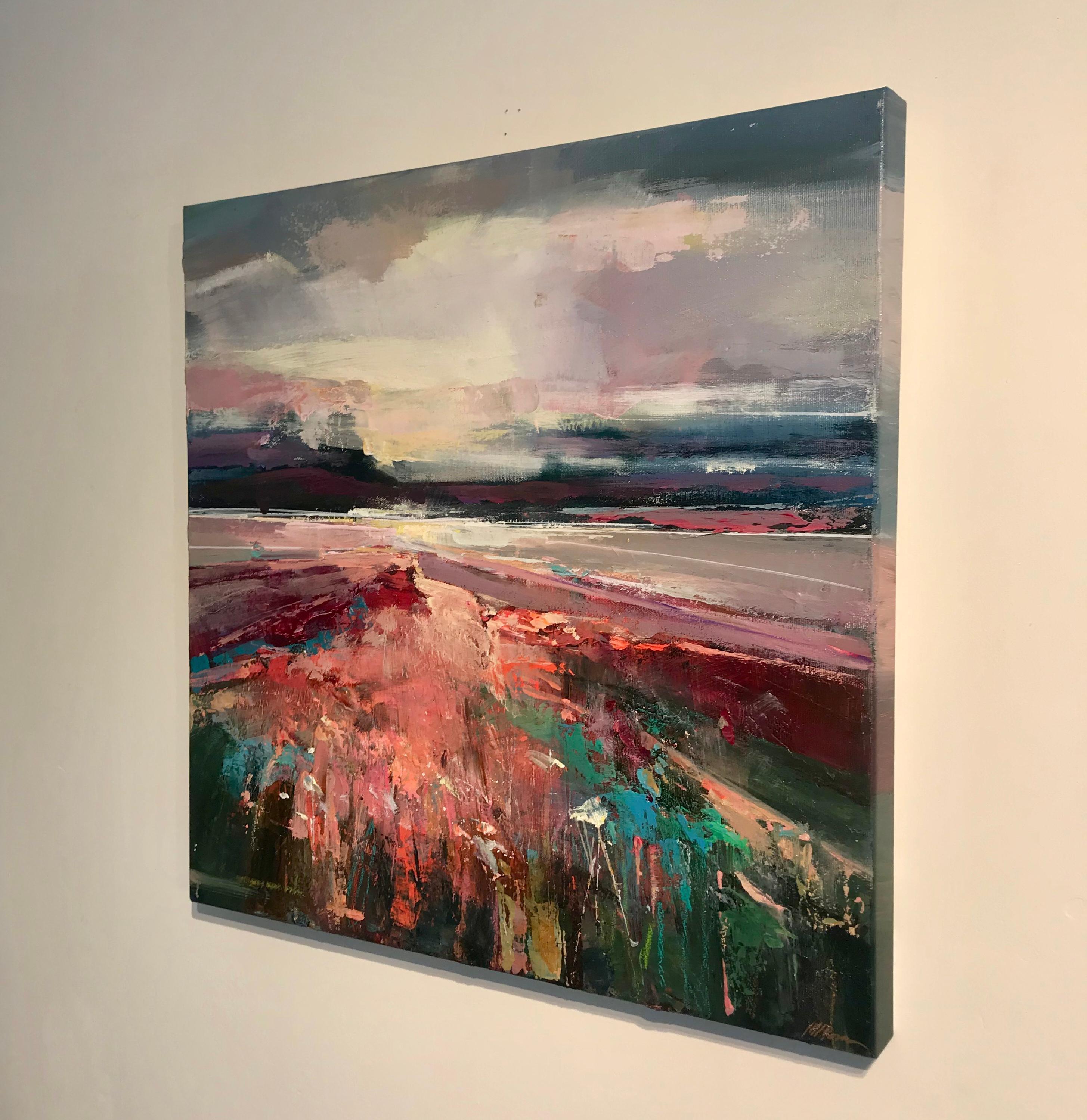 Glowing Skies 3 - original abstract landscape seascape painting-contemporary Art - Abstract Painting by Magdalena Morey