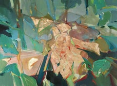 Hidden Light 3 - abstract expressionist gestural mixed media gold leaf art