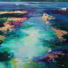 Immersion 1-peinture abstraite originale de paysage vibrant-Art floral contemporain