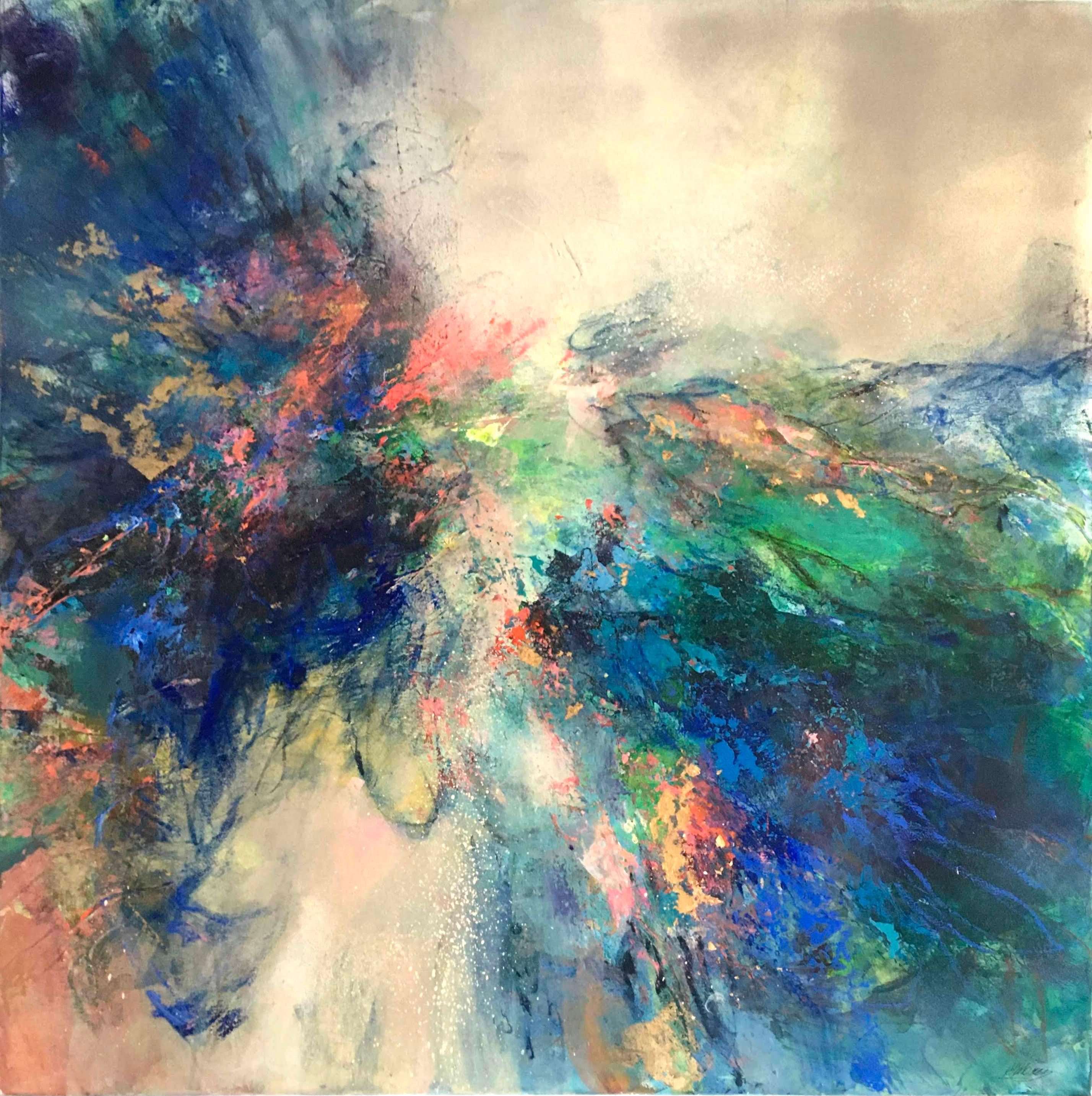 Magdalena Morey Coastal Walk II abstract landscape mixed media art