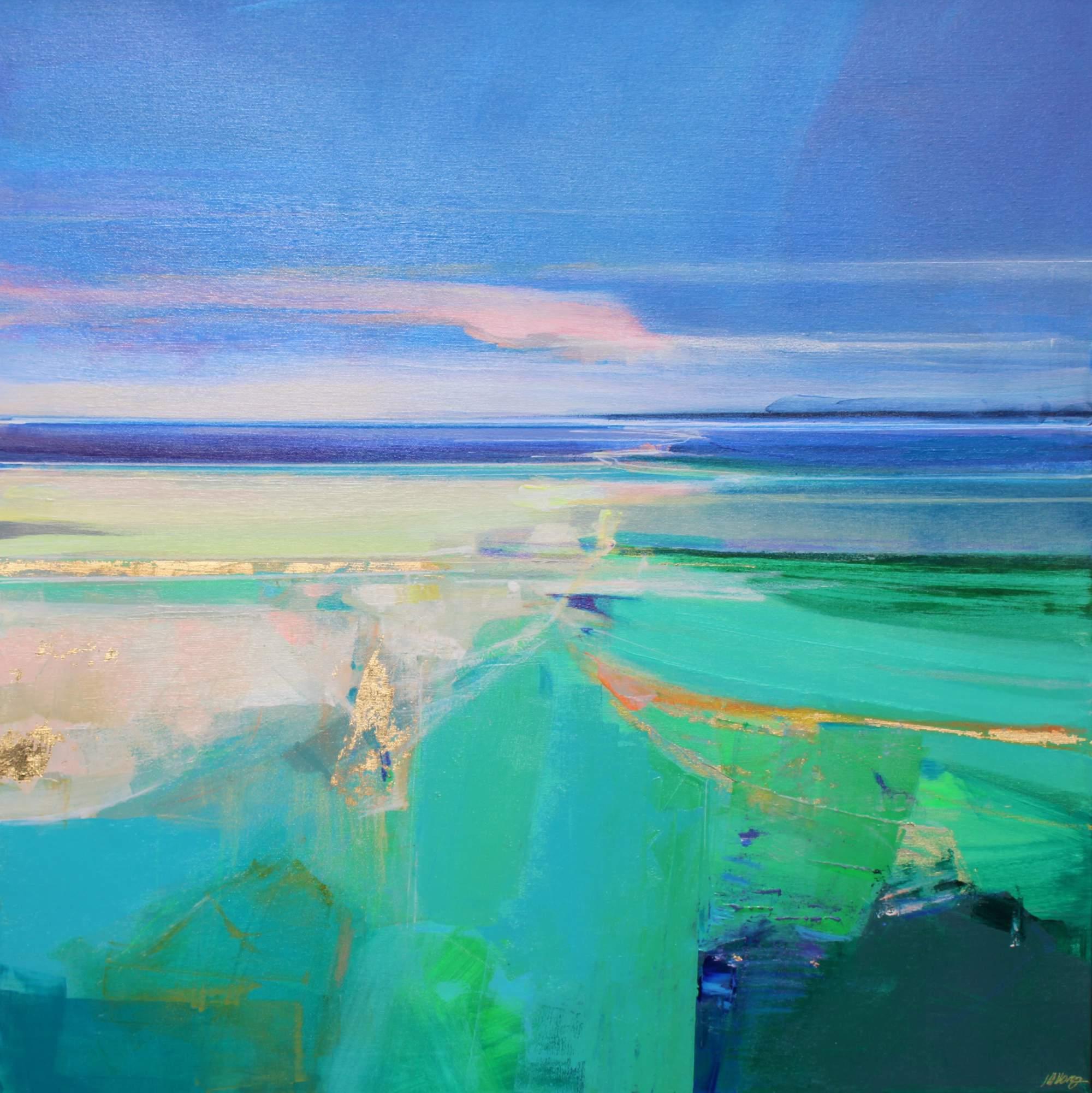 Magdalena Morey Landscape Painting - Life by the Sea 2 - abstract expressionist landscape coastal mixed media art
