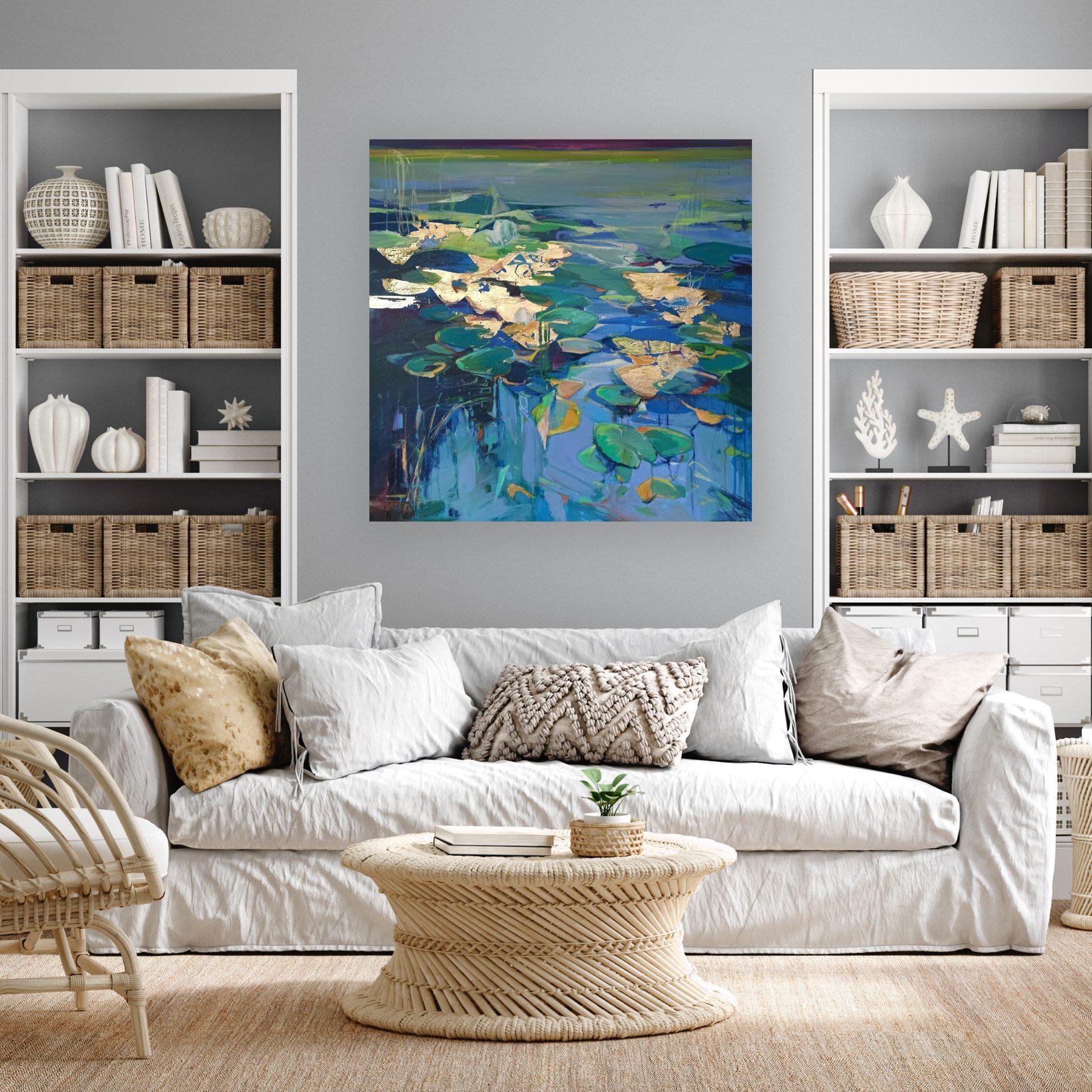 Liquid Reflections - abstract expressionist floral landscape painting-modern art For Sale 3