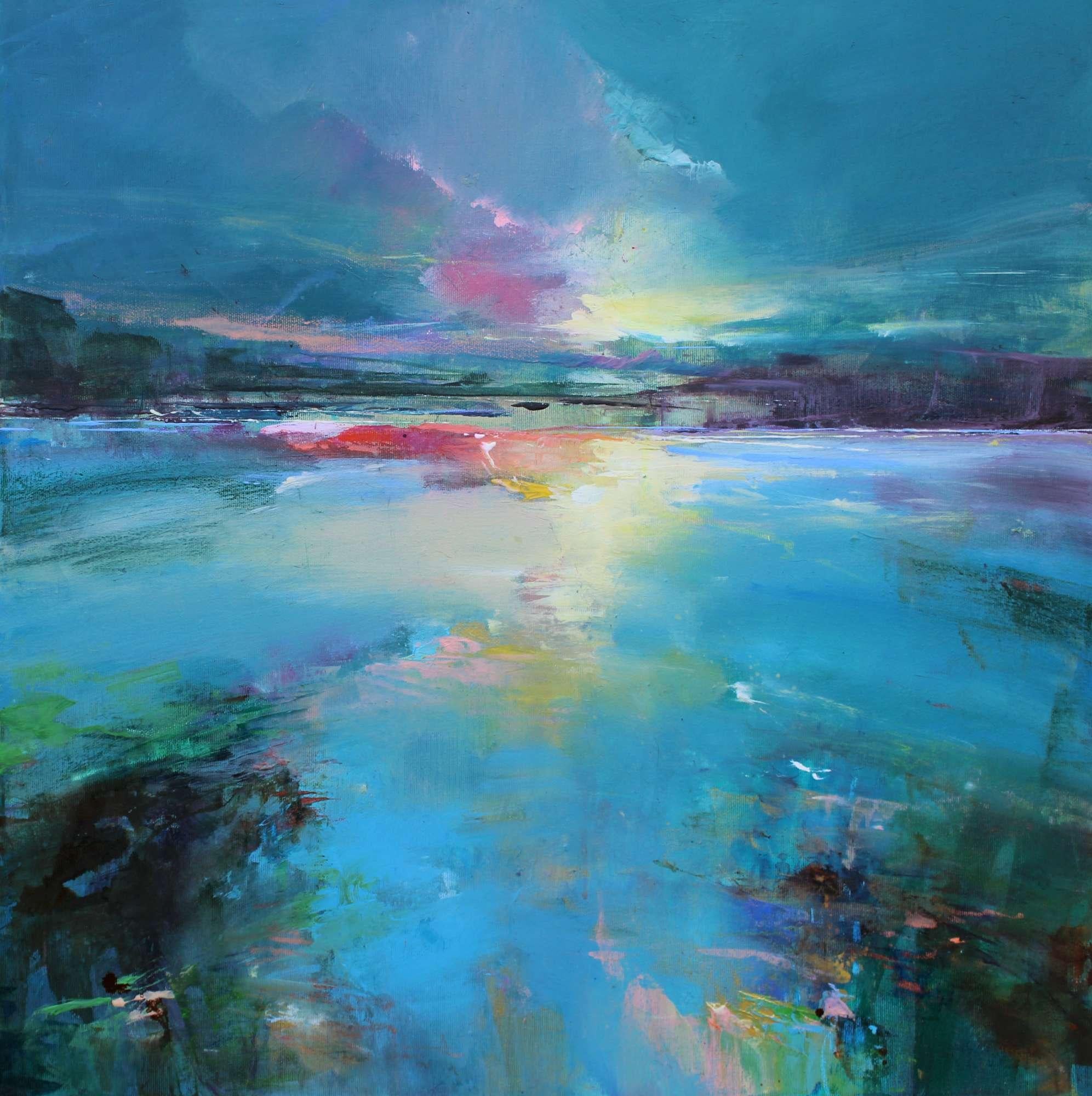 Magdalena Morey Landscape Painting - Morning Glow II Abstract  Landscape painting Contemporary Art 21st century