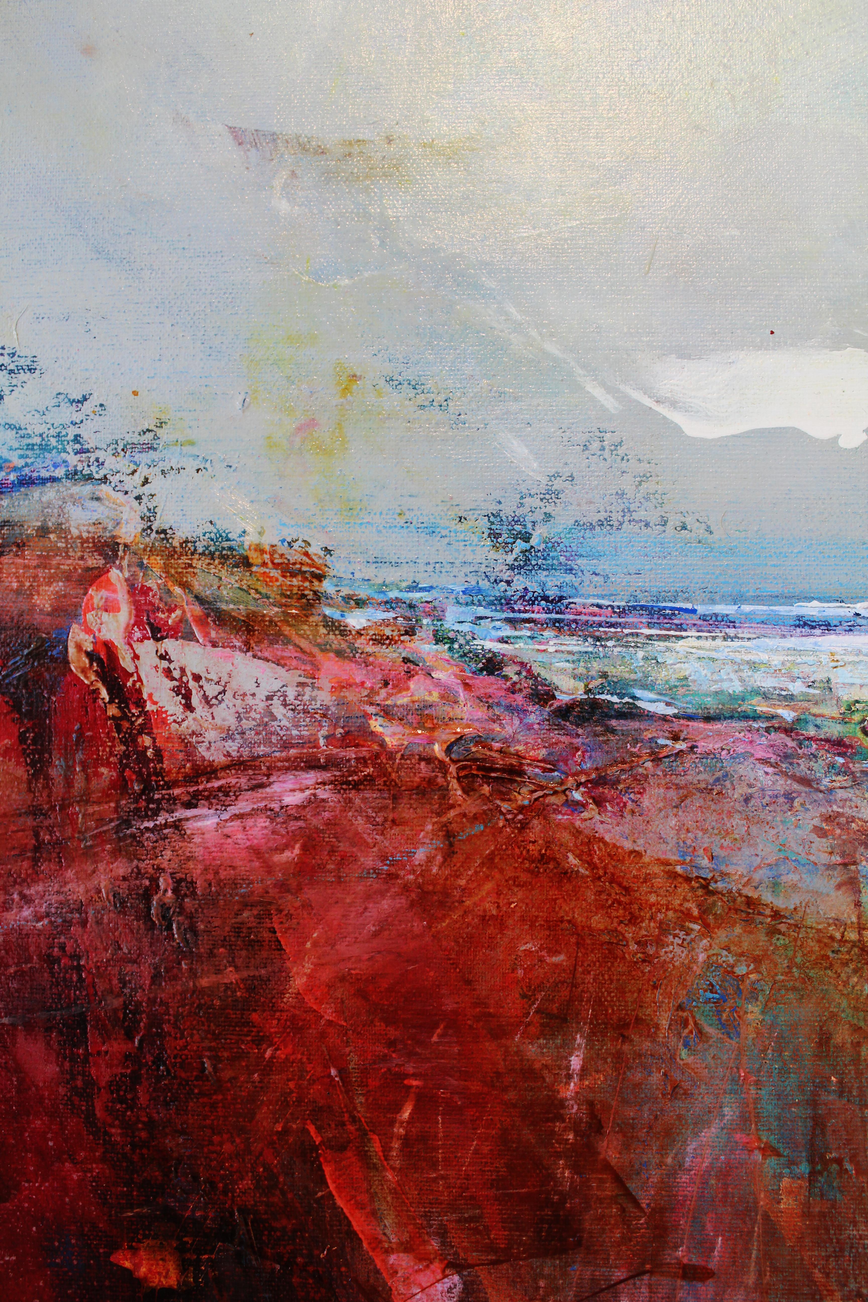Morning Peaks - peinture de paysage expressionniste abstraite originale - art moderne - Painting de Magdalena Morey