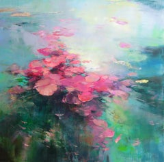 Out of your depth  III abstract floral landscape painting