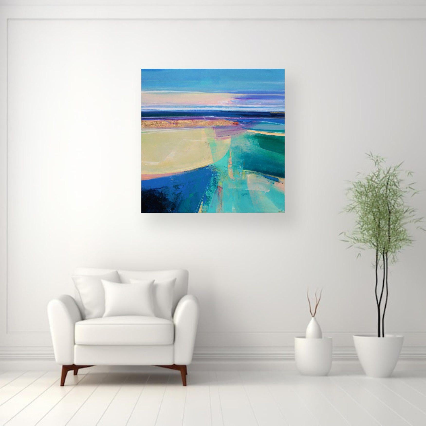 Revealing the Tide 2-original abstract floral landscape oil painting- modern art - Painting by Magdalena Morey
