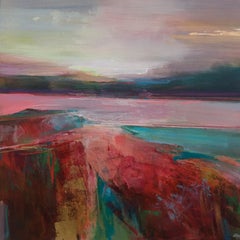 Rose Tinted Memories - contemporary nature abstract sea mixed media painting