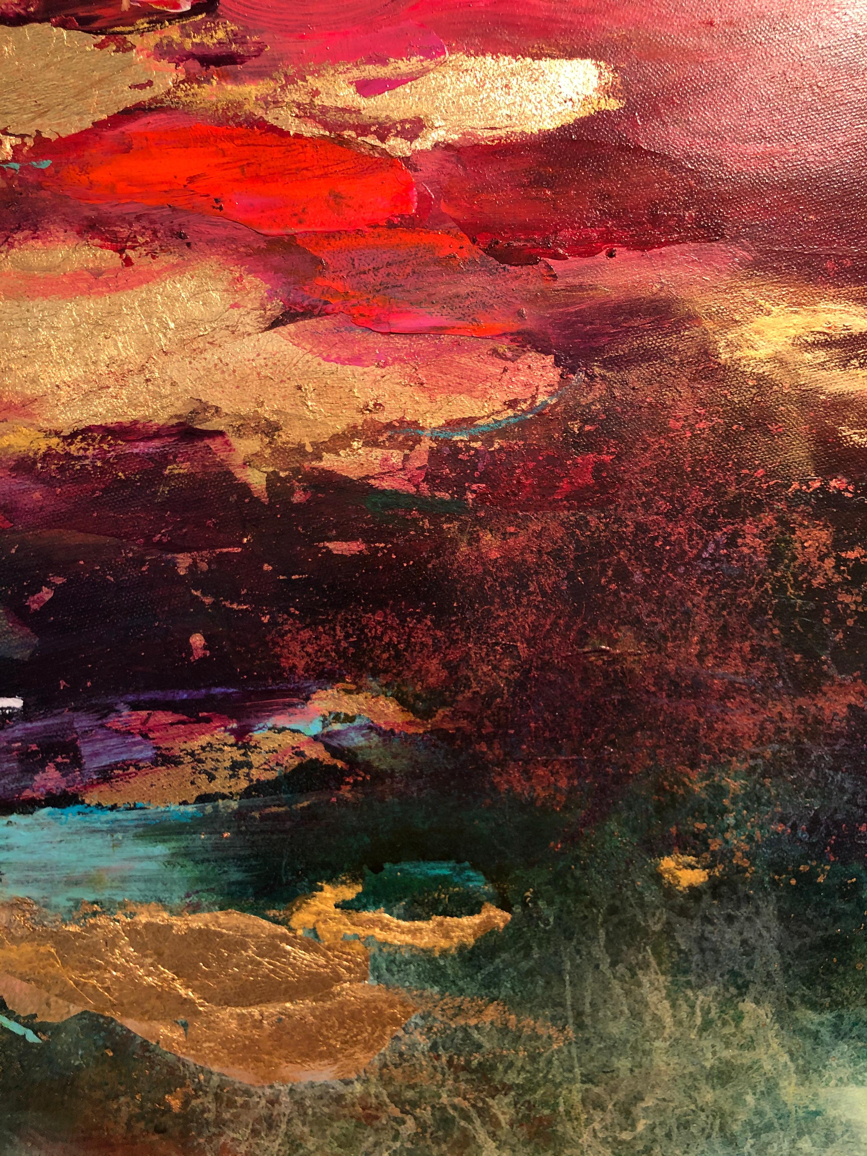 Oberflächenlicht-original abstraktes Blumen-Landschaftsgemälde- modernes Kunstwerk  – Painting von Magdalena Morey