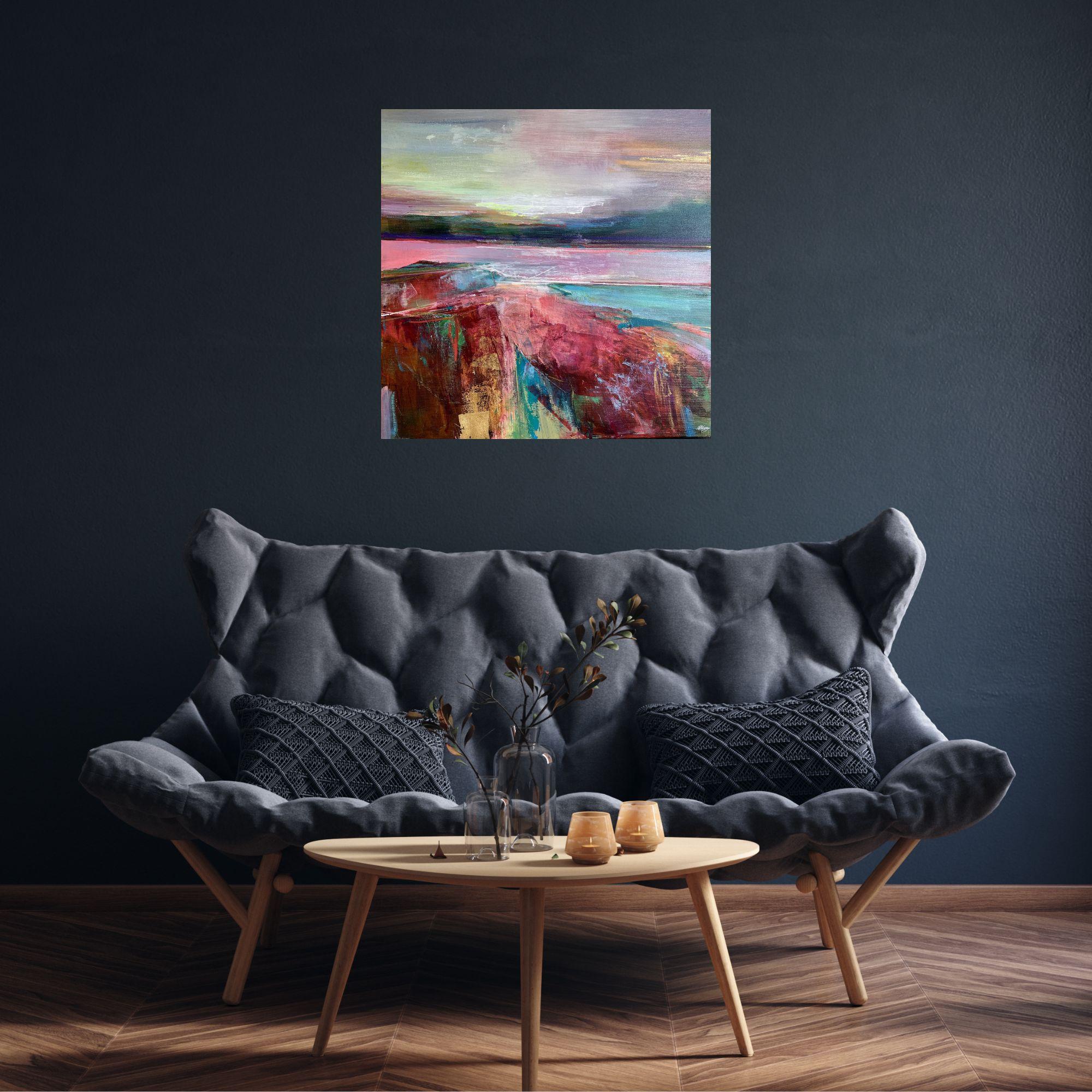 Towards the evening 4-original abstract seascape landscape painting- modern art - Painting by Magdalena Morey