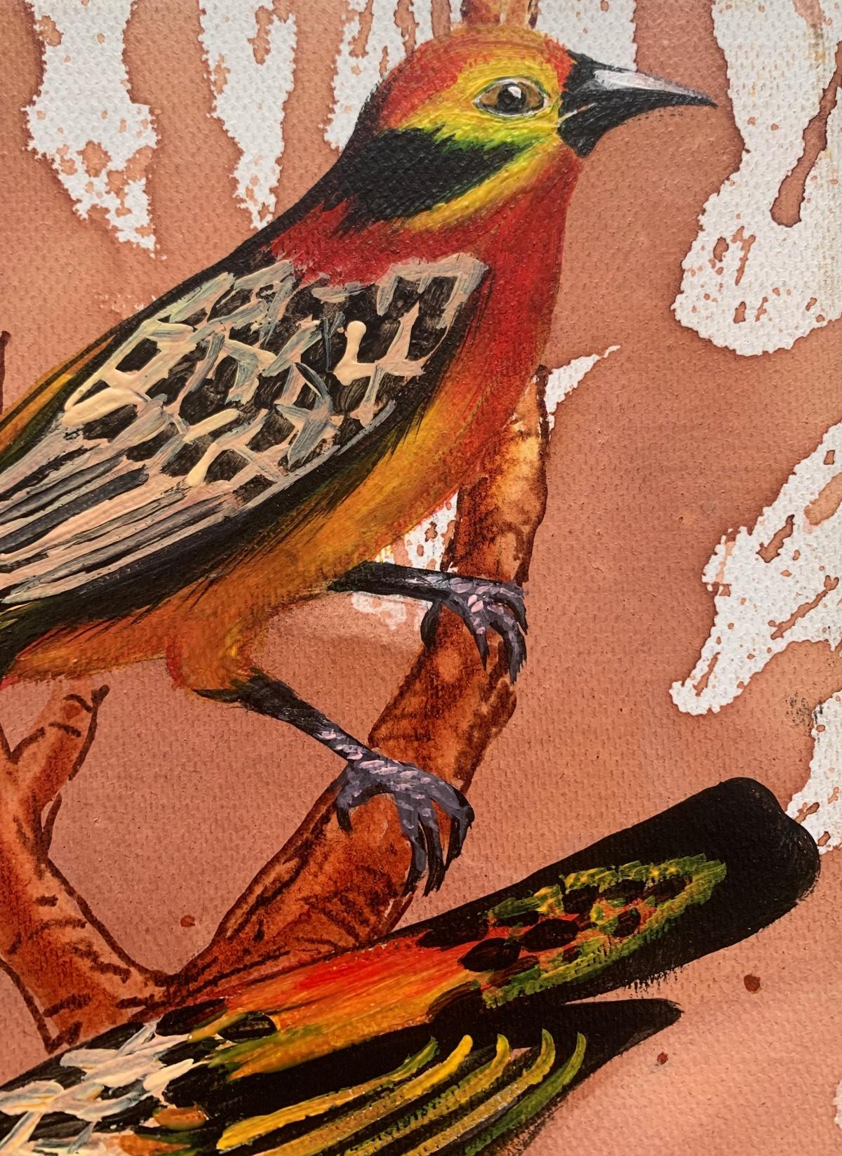 Pájaros 5. Pintura al óleo figurativa a pequeña escala, Realista, Animales, Arte polaco en venta 1