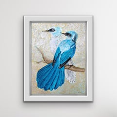 Cerulean flycatcher - Figurative, Acrylic, Animals, Polish artist