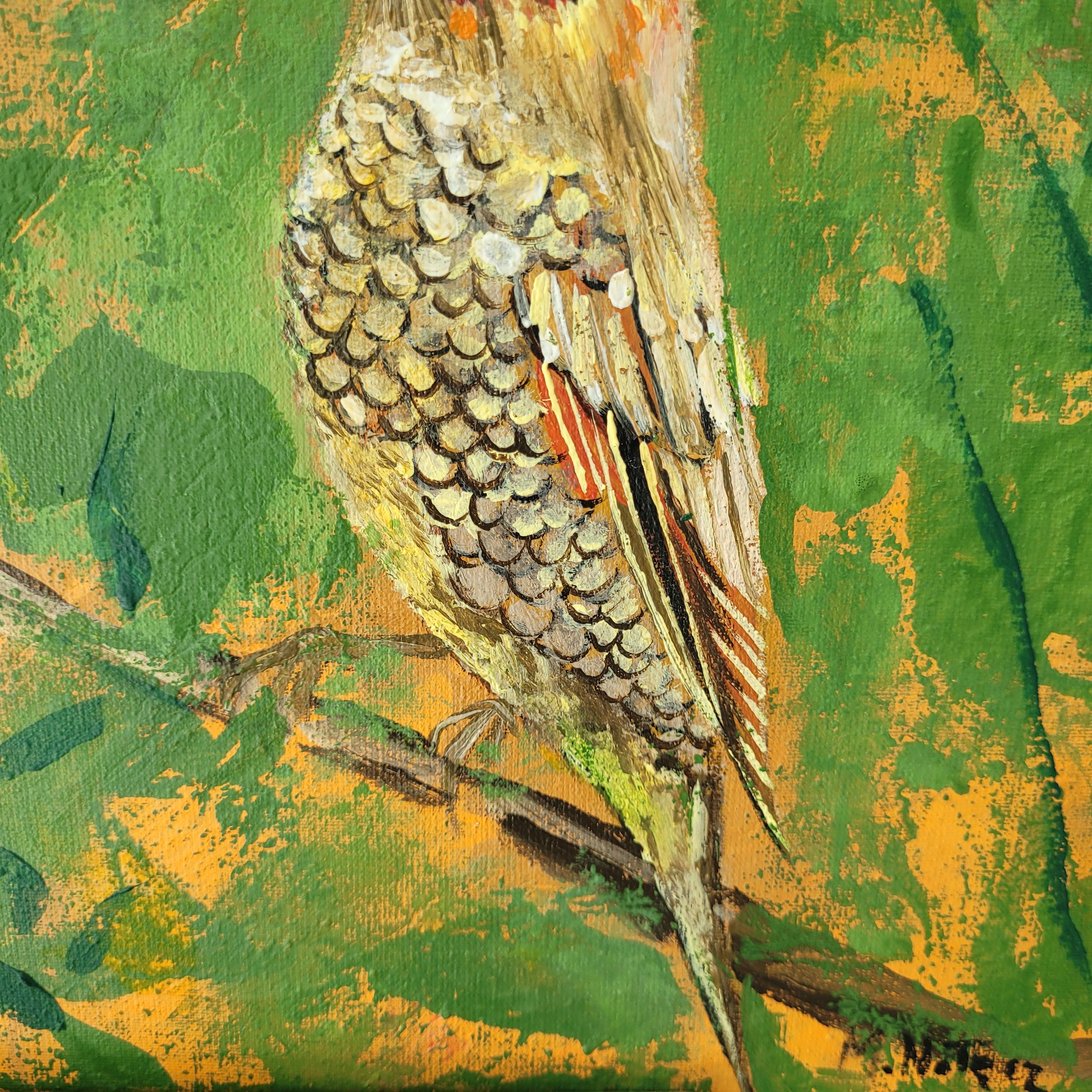 Jardins des délices 27 - Peinture acrylique figurative Animaux Couleurs vives Oiseaux en vente 7