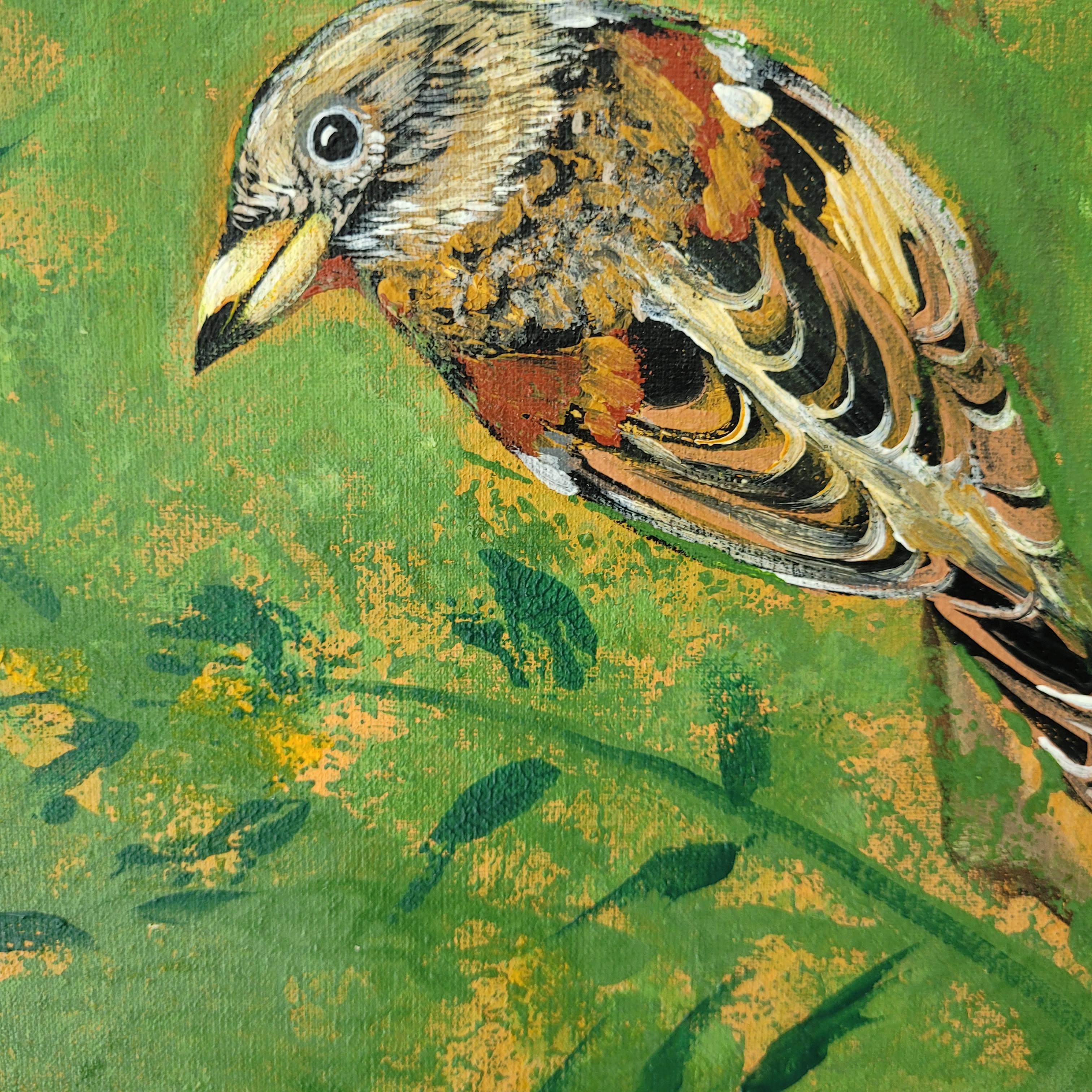 Jardins des délices 27 - Peinture acrylique figurative Animaux Couleurs vives Oiseaux en vente 9