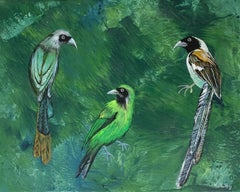 Gardens of Delight 28. Figurative acrylic painting, Animals, Birds, Polish art