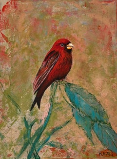 Gardens of Delight 30 - Figurative acrylic painting Animals Bright colours Birds