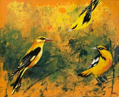 Gardens of Delight 36 - Figurative acrylic painting Animals Bright colours Birds