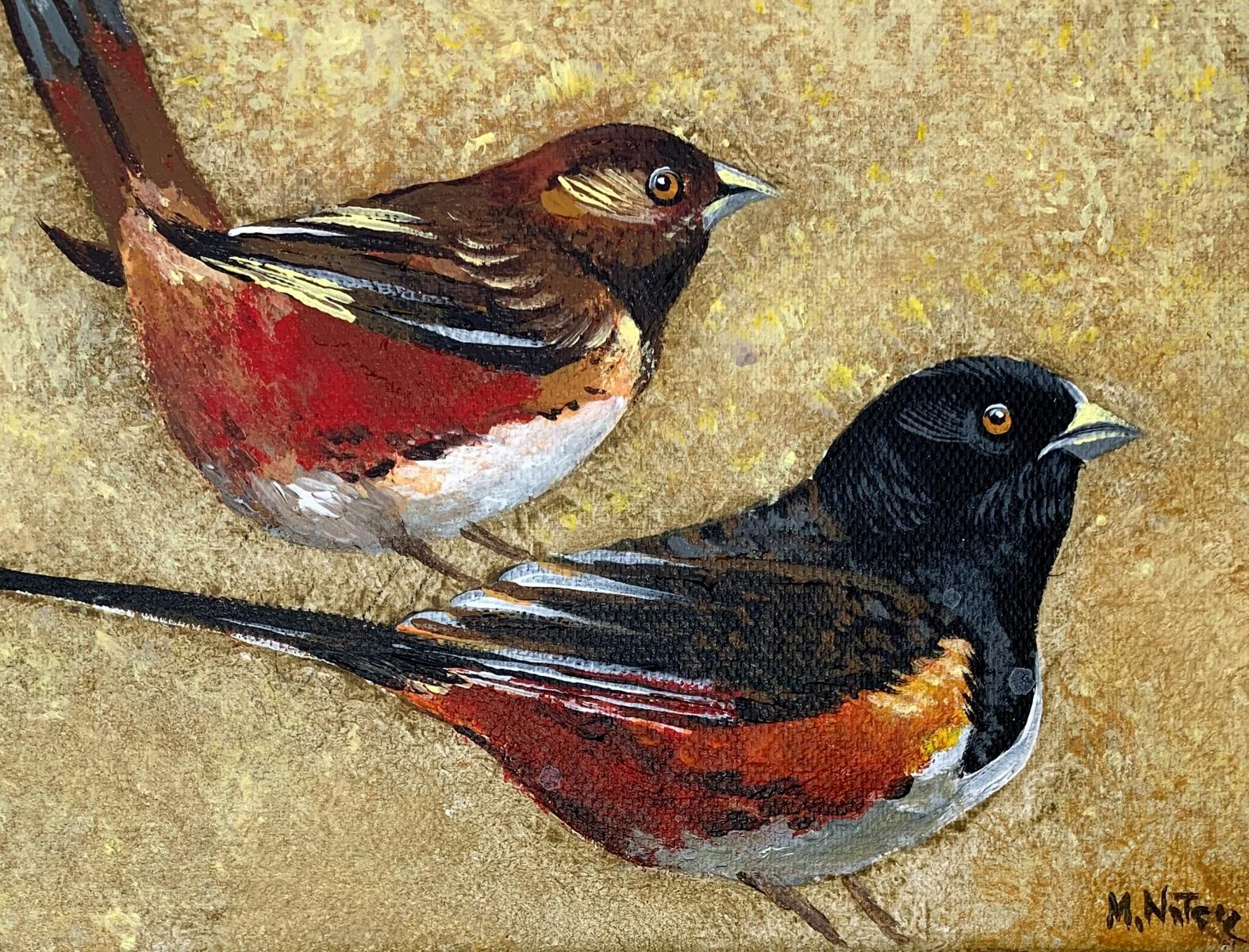 Großer Grundfinch - Figuratives, Acryl, Tiere, polnische Künstlerin (Sonstige Kunststile), Painting, von Magdalena Nałęcz