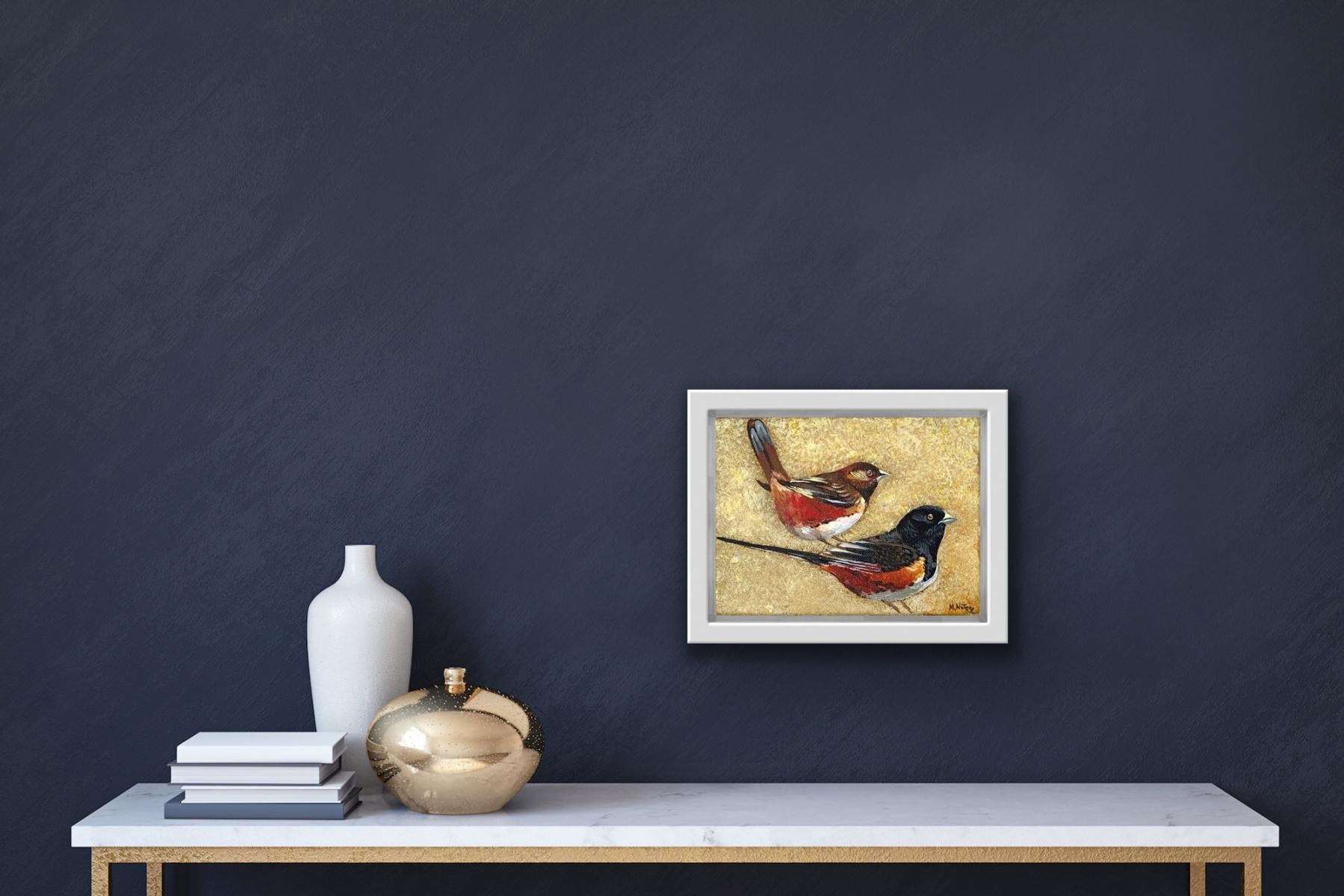 Großer Grundfinch - Figuratives, Acryl, Tiere, polnische Künstlerin im Angebot 1