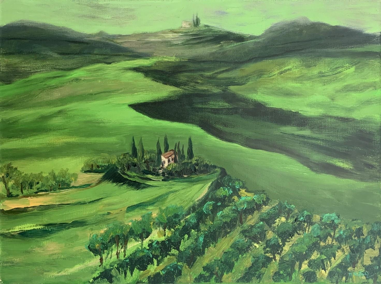 Landscape Painting de Magdalena Nałęcz - Provance 11 - Siglo XXI, Paisaje colorido, Artista polaco