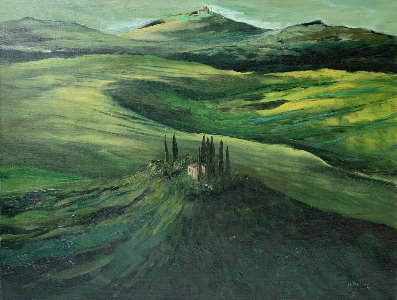Landscape Painting Magdalena Nałęcz - Paysage coloré, artiste polonais, Provance 12 - 21e siècle