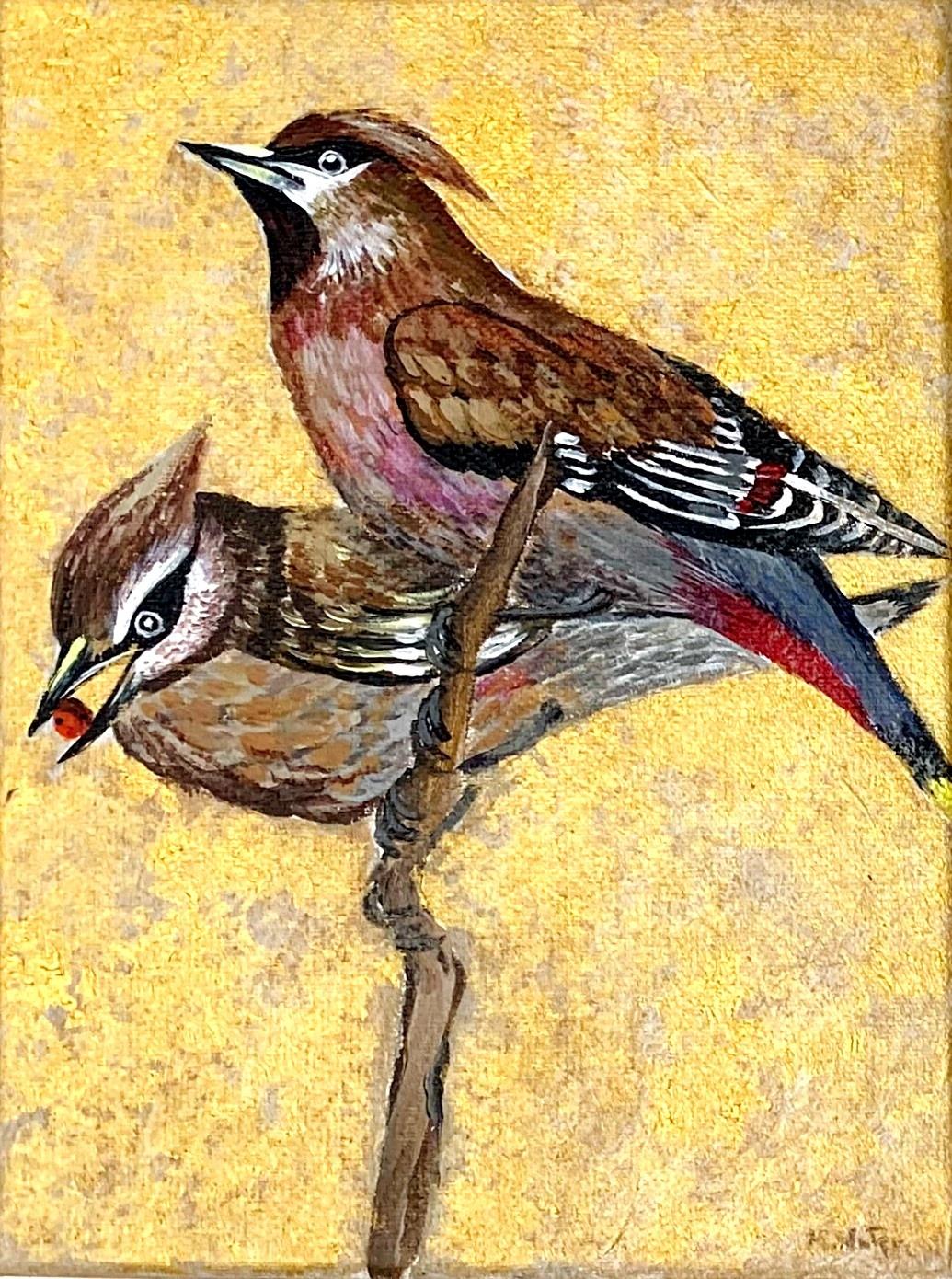 Magdalena Nałęcz Animal Painting – Waxwing - Figuratives, Acryl, Tiere, polnische Künstlerin