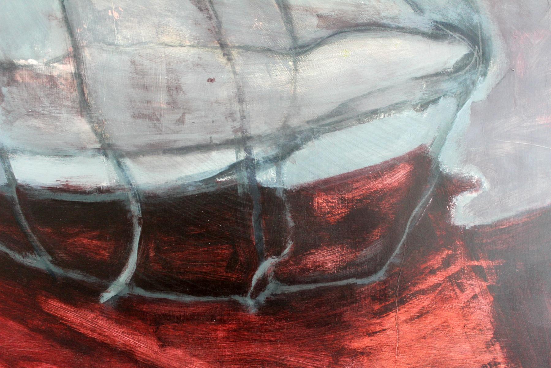 Natura morta - XX secolo, Pittura a tecnica mista, Grigio e rosso - Painting di Magdalena Olszewska