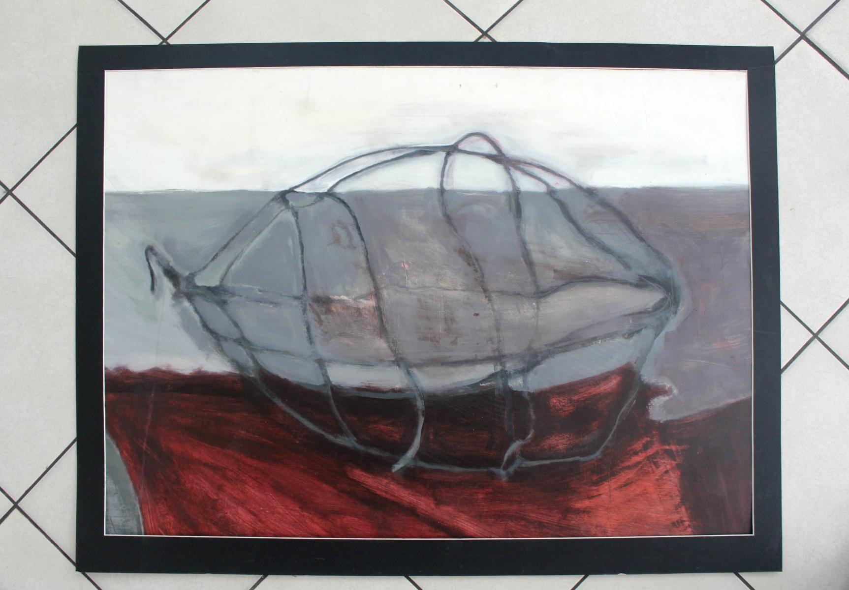 Natura morta - XX secolo, Pittura a tecnica mista, Grigio e rosso - Painting Altro stile artistico di Magdalena Olszewska