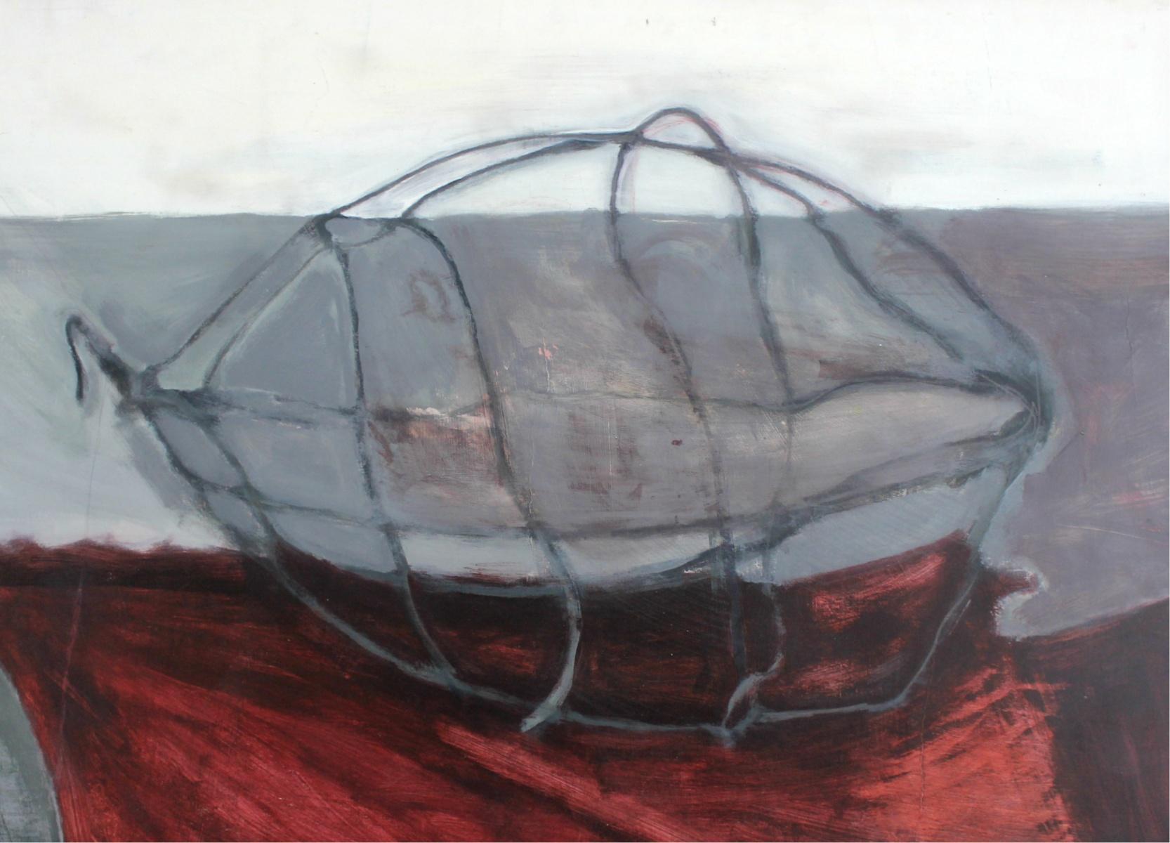 Still life - XX century, Mixed media painting, Grey and red