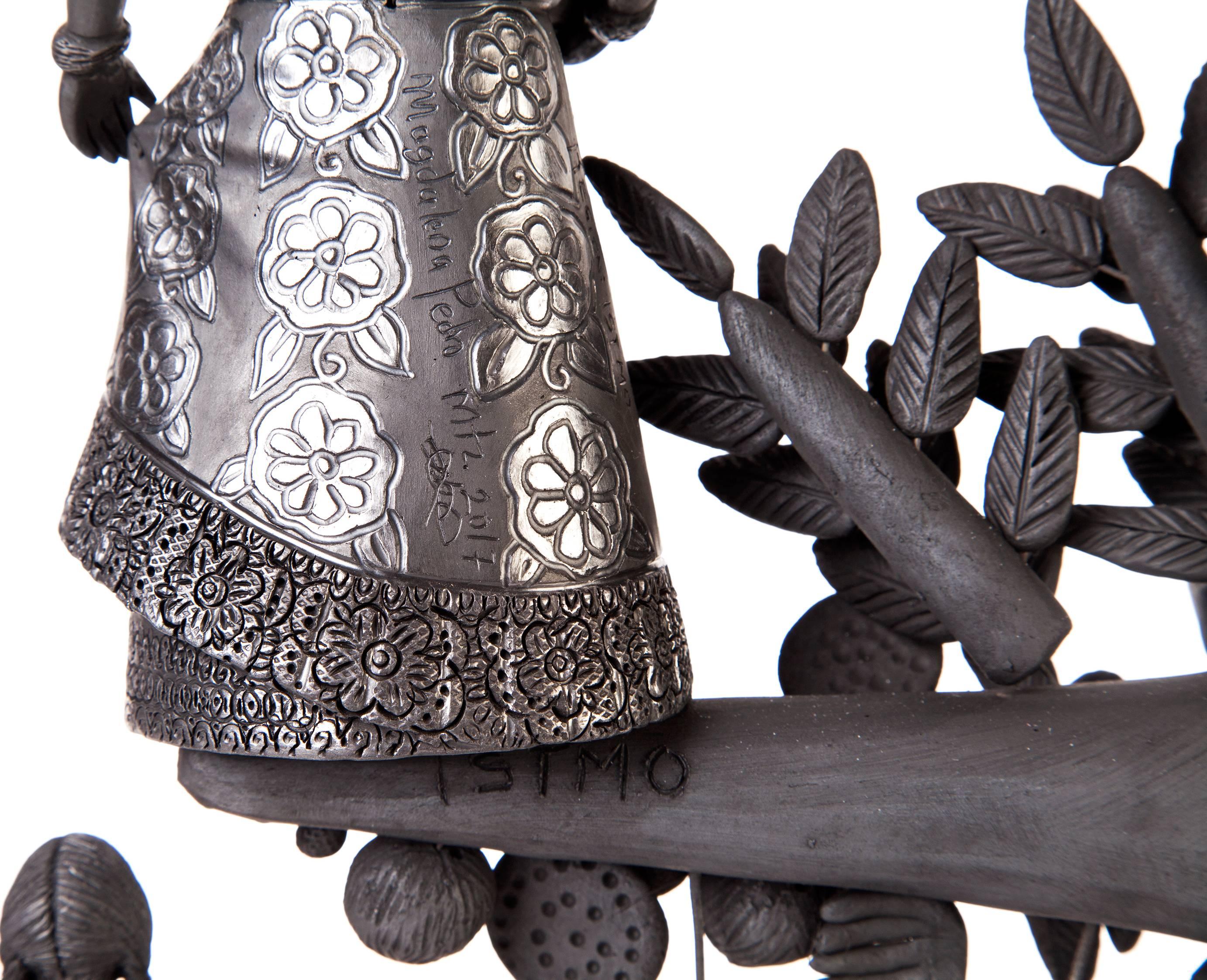 20'' Arbol 8 Regiones Oaxaca / Ceramics Black Clay Mexican Folk Art Tree of Life 5