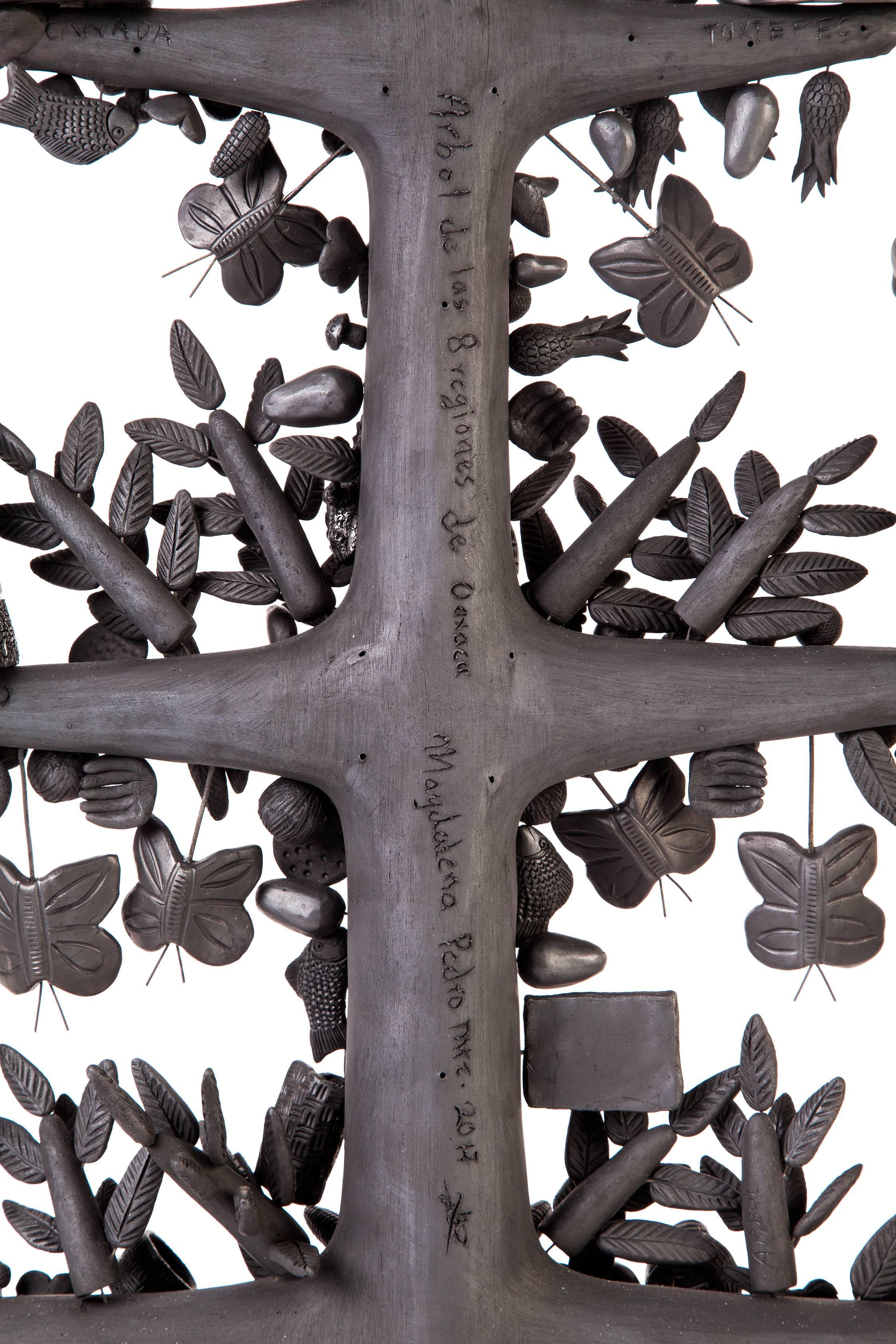 20'' Arbol 8 Regionen Oaxaca / Keramik Schwarzer Ton Mexikanische Volkskunst Baum des Lebens 5