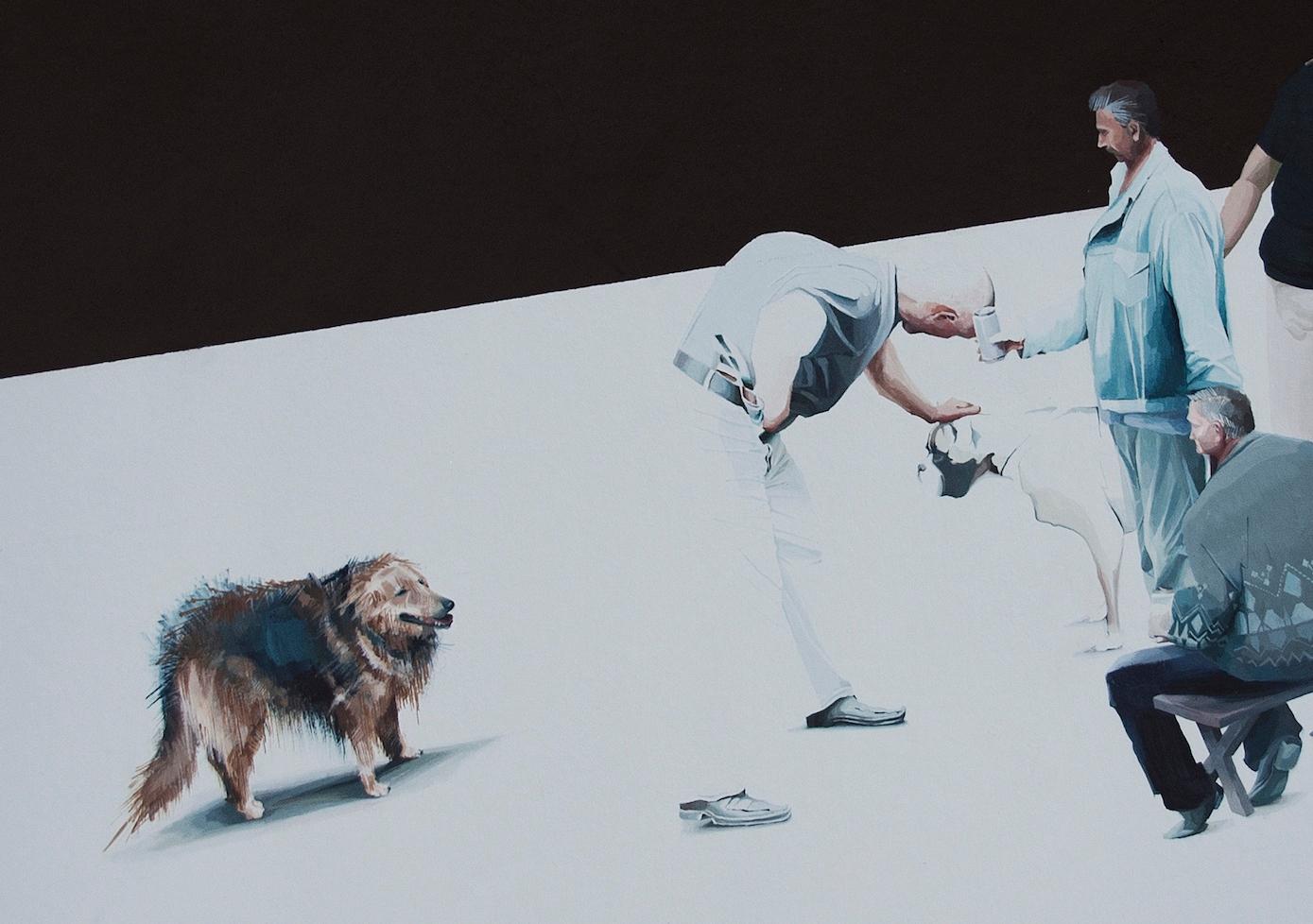 Ohne Titel  5 - Serie Final Fantasy, Modernes figuratives Gemälde mit Hunden – Painting von Magdalena Peszkowska