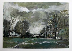 Eine Ansicht - XXI Jahrhundert, Öl auf Karton, Figurativ, Landschaft