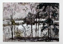 Una veduta - XXI secolo, Olio su cartone, Figurativo, Paesaggio