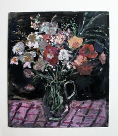 Bouquet - XXI Jahrhundert, Ölgemälde, figürlich, graue Töne, Stillleben
