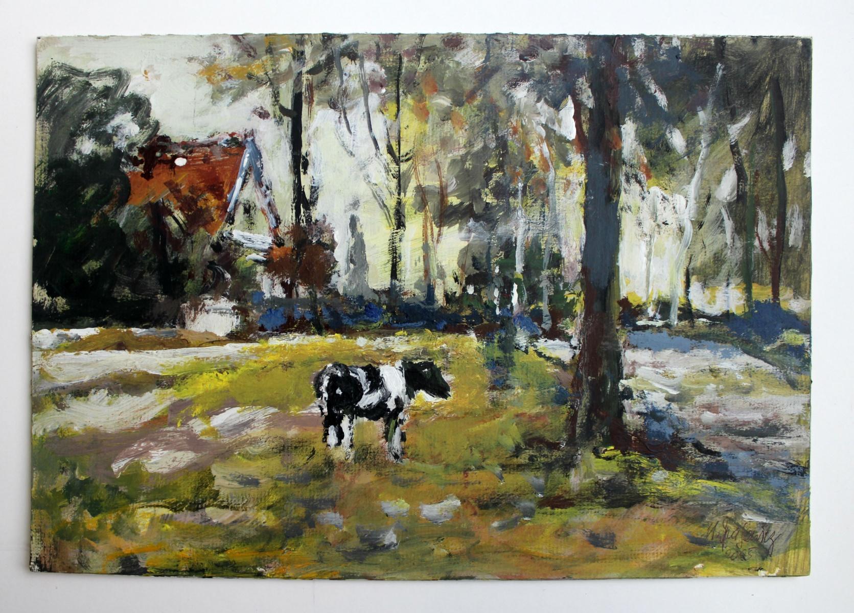 Vista del campo - Siglo 21, Pintura al óleo, Figurativo, Paisaje, Tonos cálidos - Painting de Magdalena Spasowicz