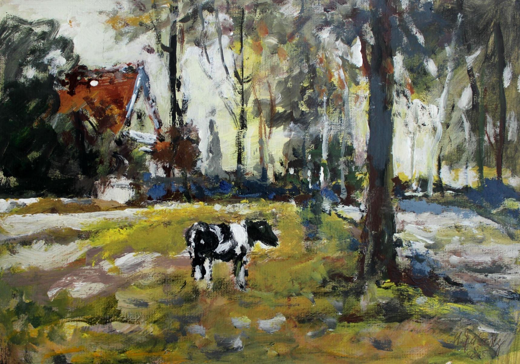Magdalena Spasowicz Figurative Painting - Country view - 21 century, Oil painting, Figurative, Landscape, Warm tones