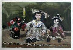 Muñecas - Siglo XXI, Pintura al óleo, Figurativo, Tonos grises, Naturaleza muerta
