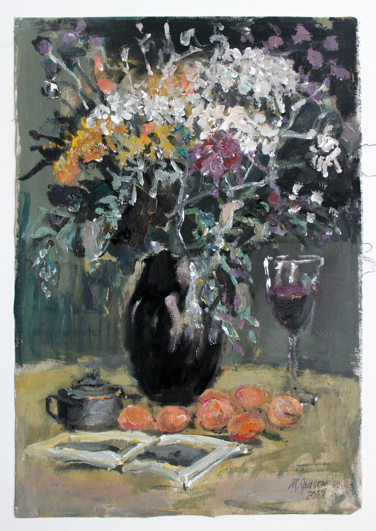 Stillleben – XXI. Jahrhundert, Ölgemälde, figurativ, graue Farbtöne – Painting von Magdalena Spasowicz