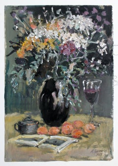 Still life - XXI century, Oil painting, Figurative, Grey tones