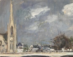 Strasburg. Óleo sobre cartón, Figurativo, Arquitectura, Arte polaco