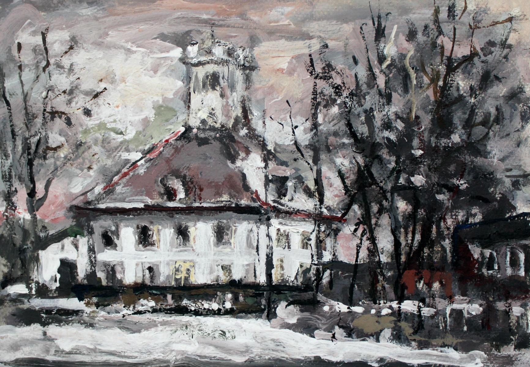 Suburbios - Siglo XXI, Óleo sobre lienzo, Figurativo, Paisaje