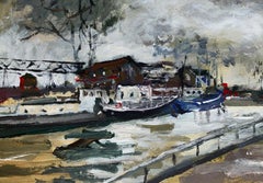 The. Huile sur carton, figuratif, paysage, marine, artiste polonais